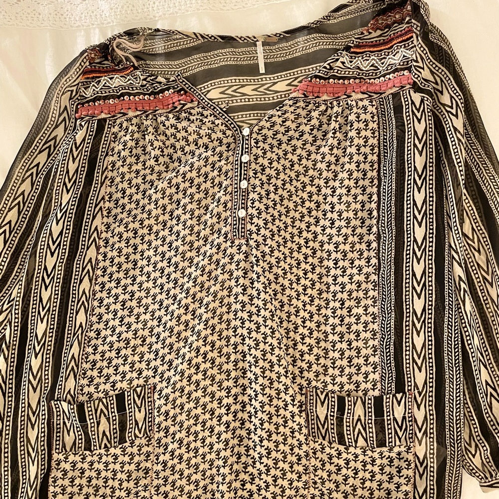 Sheer Free People Beaded Tunic